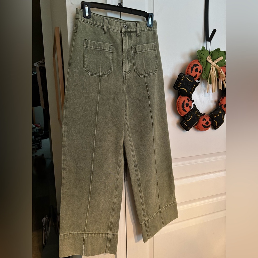 NWT - SAGE GREEN WIDE LEG DENIM JEANS